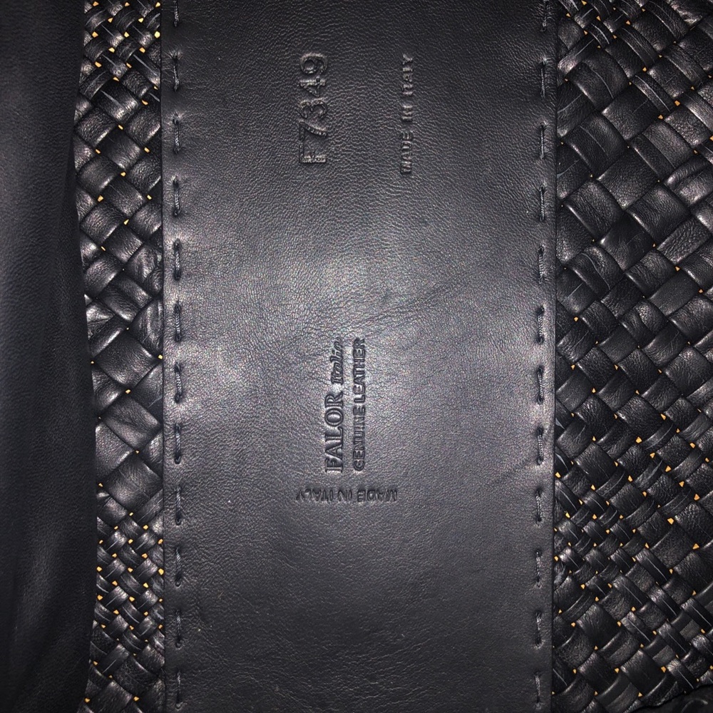 Falor genuine leather black woven Italian purse - Picture 2 of 6
